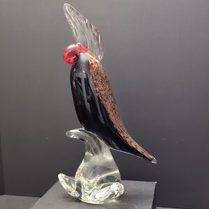 VGT, Gorgeous Designs Aventurine Art glass Blue/Gold Cockatoo Bird.
